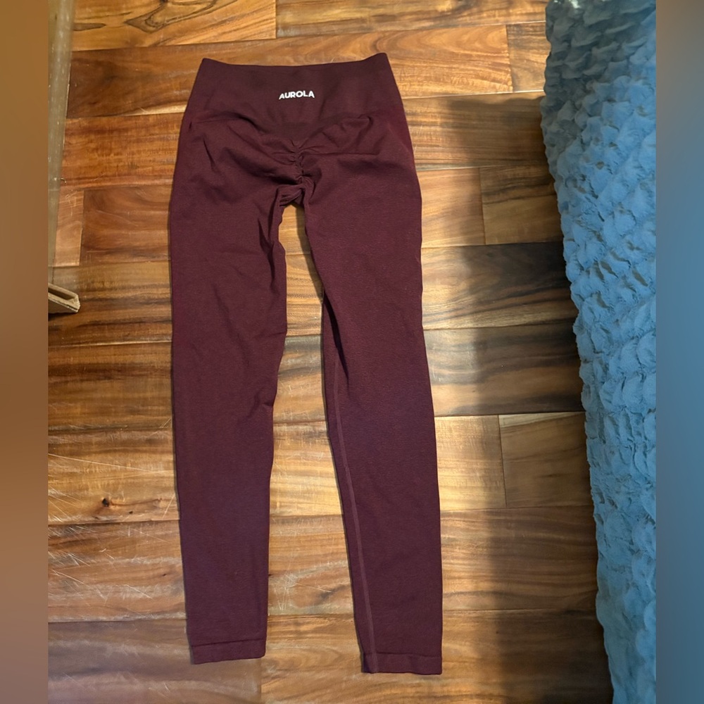 Aurora Burgundy Scrunch Butt Leggings High Rise Seamless (0478)